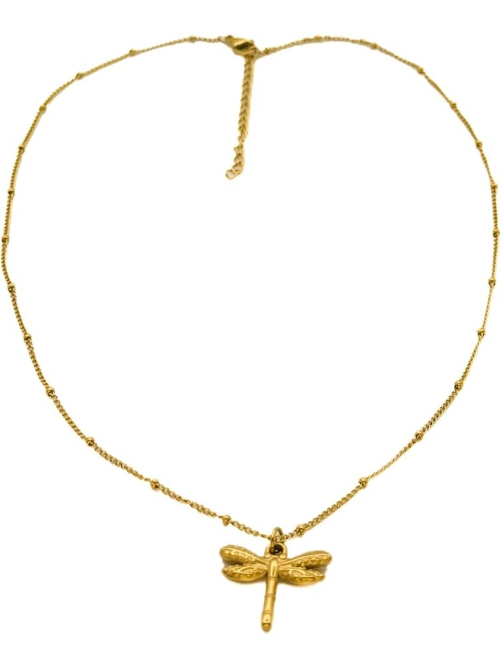 Stunning Dragonfly Pendant Necklace, 18K Gold Plated, Stainless Steel, 45cm